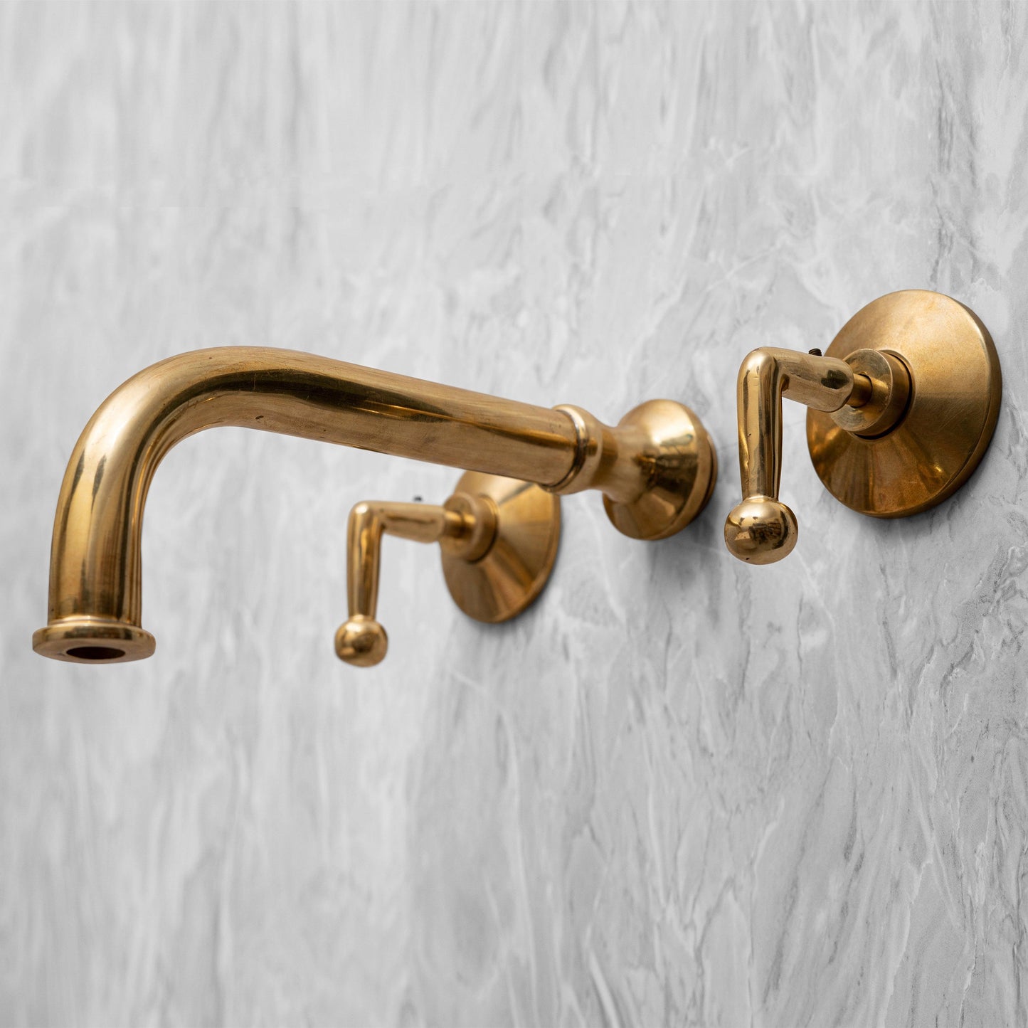 Unlacquered Brass Wall Mounted Bathroom Faucet