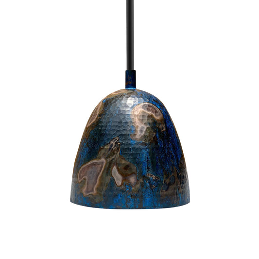 Unique Blue Patina Copper Hanging Lamp - Soli