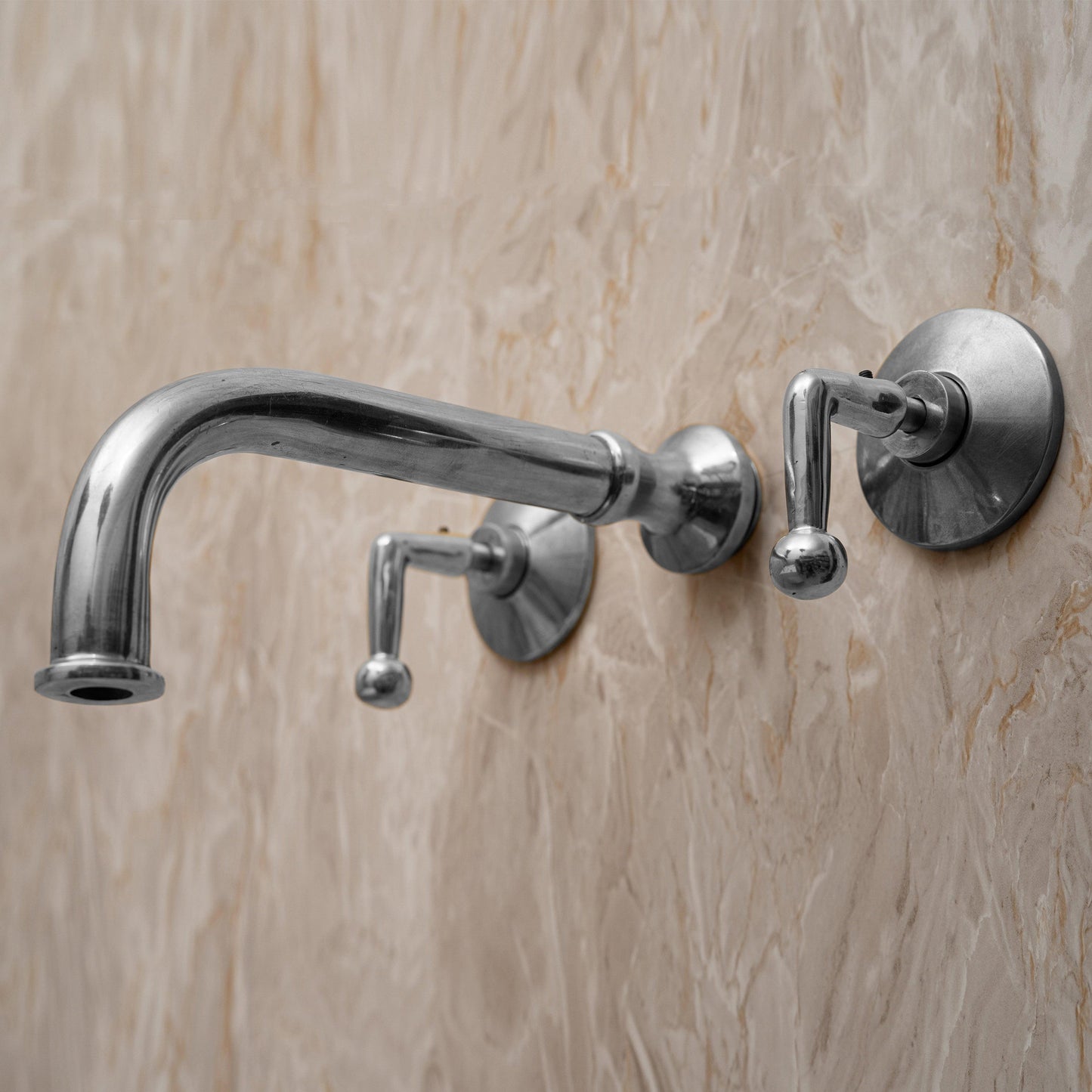 Unlacquered Brass Wall Mounted Bathroom Faucet