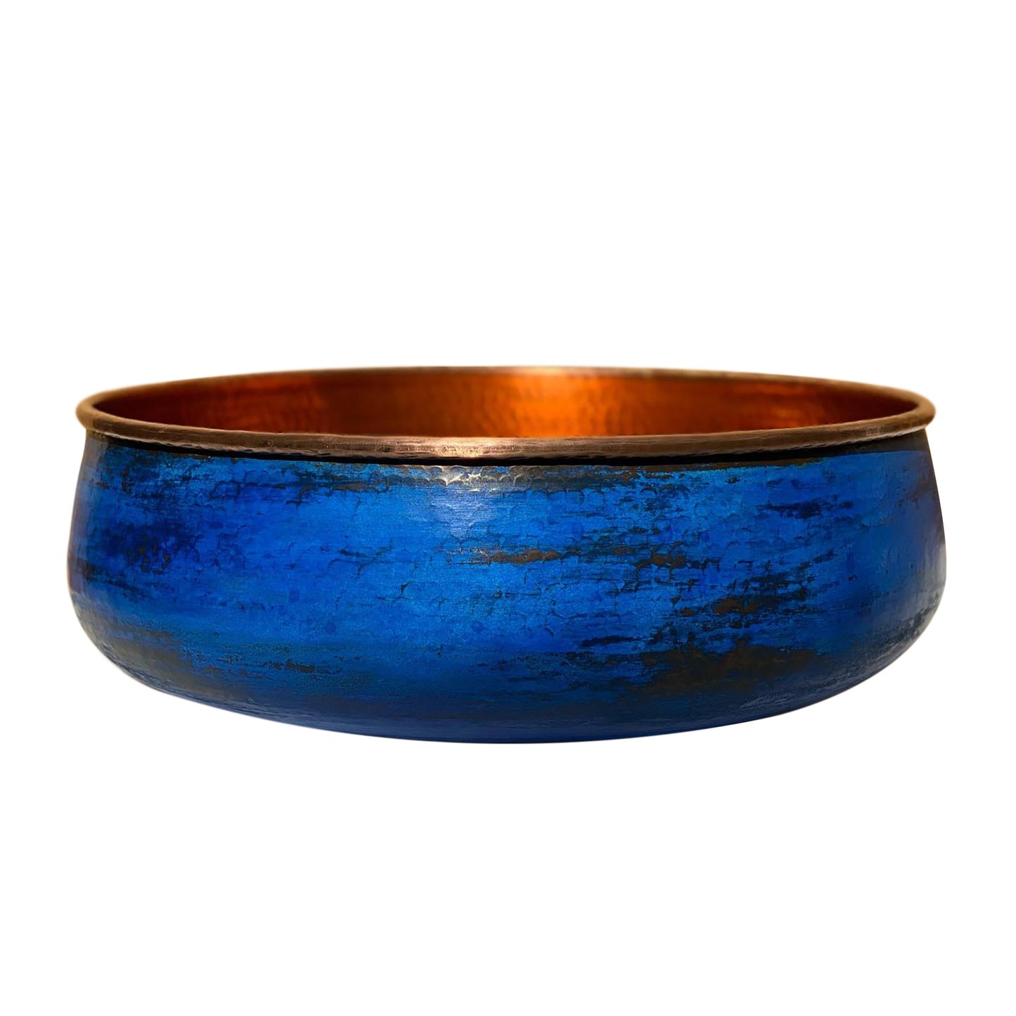 Blue Patina Copper Vessel Sink - Vivid Blue Bathroom Sink - AQUA