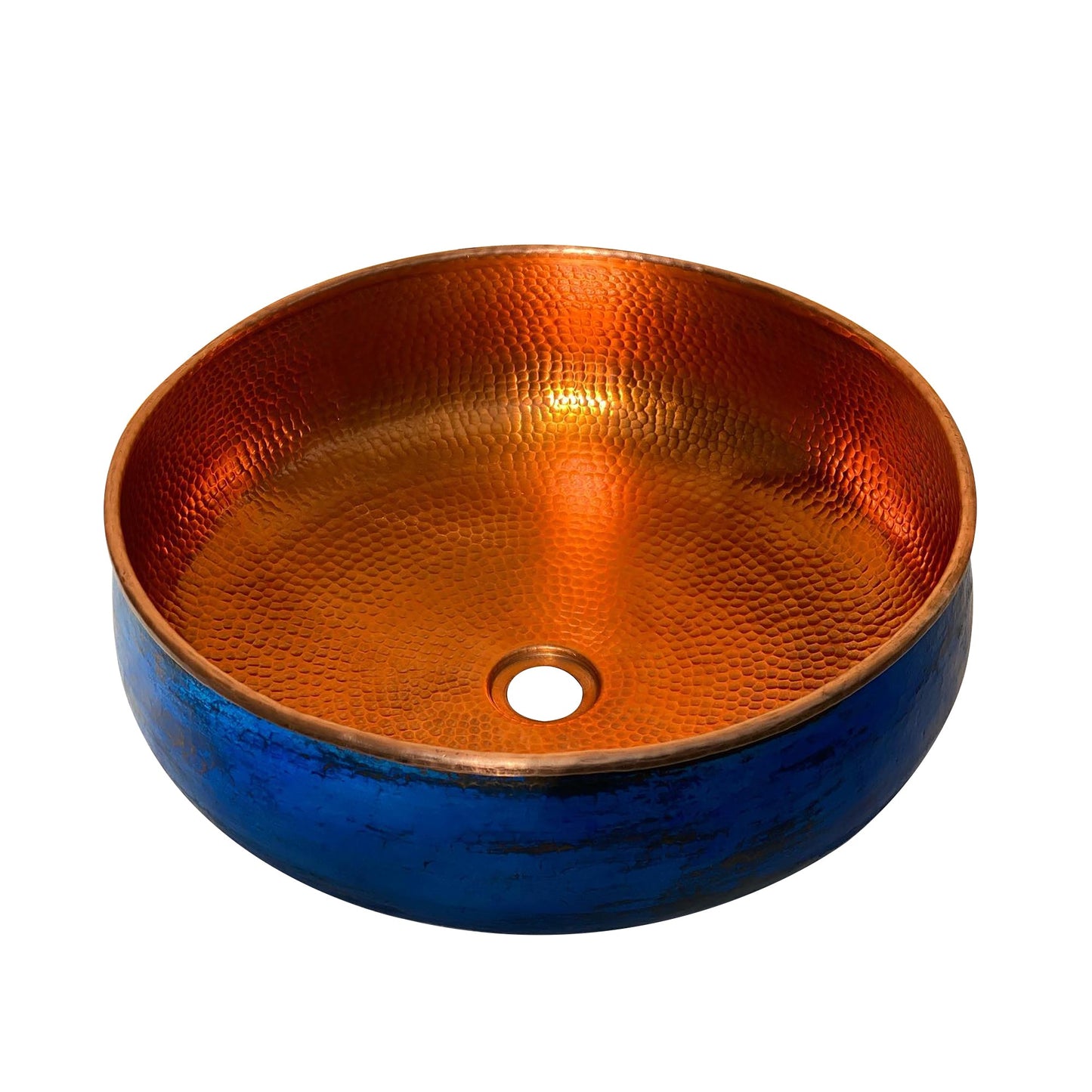 Blue Patina Copper Vessel Sink - Vivid Blue Bathroom Sink - AQUA