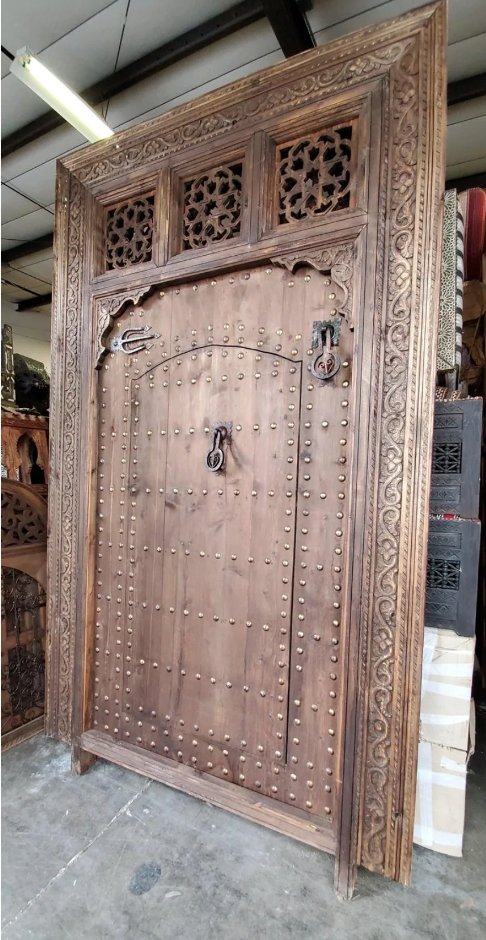 Wooden Moroccan Door - CARVED TWO SIDE - DOUBLE CARVED TRIM