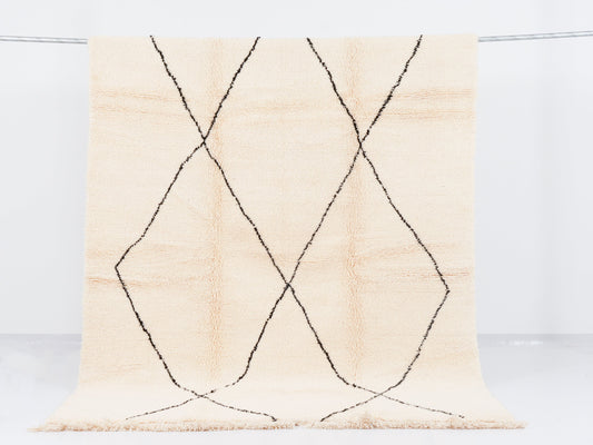 BEN Warain Design- White Boho rug- Handmade rug- Wool rug - MODEL BW003 306 x 207 cm