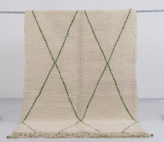 BEN Warain Design- White Black rug- Bamboo Green - Handmade rug- Wool rug - 242 x 160 cm MODEL BW010