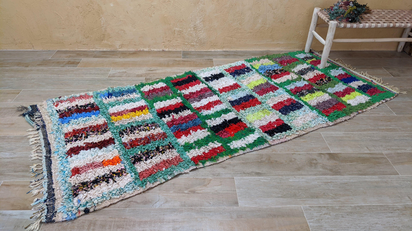 Vintage Boucherouite Rug - 185 x 105 cm || 6.07 x 3.44 feet