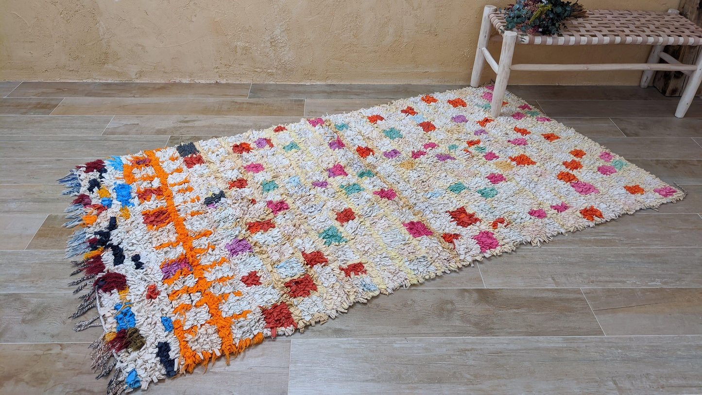 Vintage Boucherouite Rug - 215 x 115 cm || 7.05 x 3.77 feet