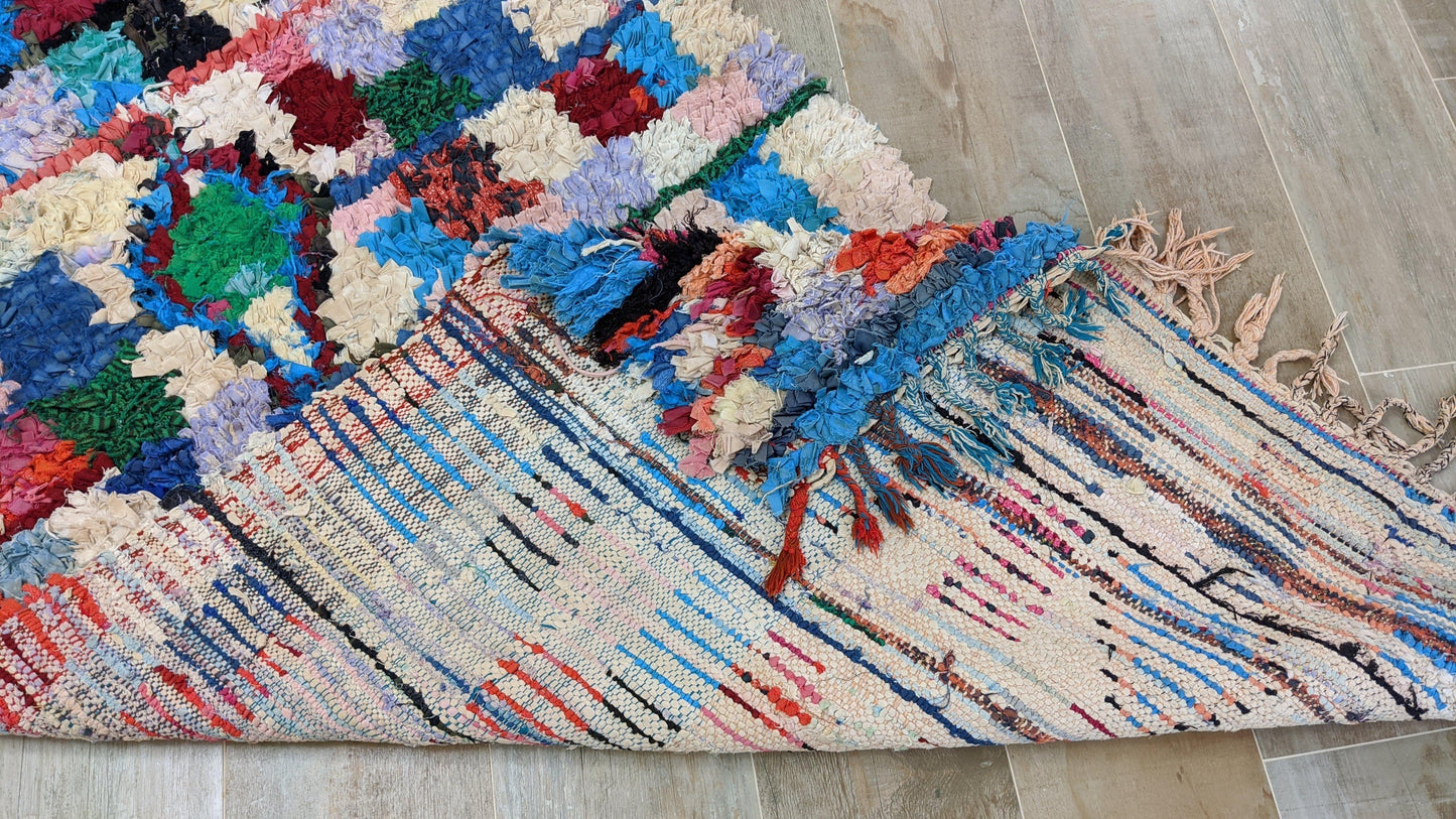 Vintage Boucherouite Rug - 245 x 95 cm || 8.04 x 3.12 feet