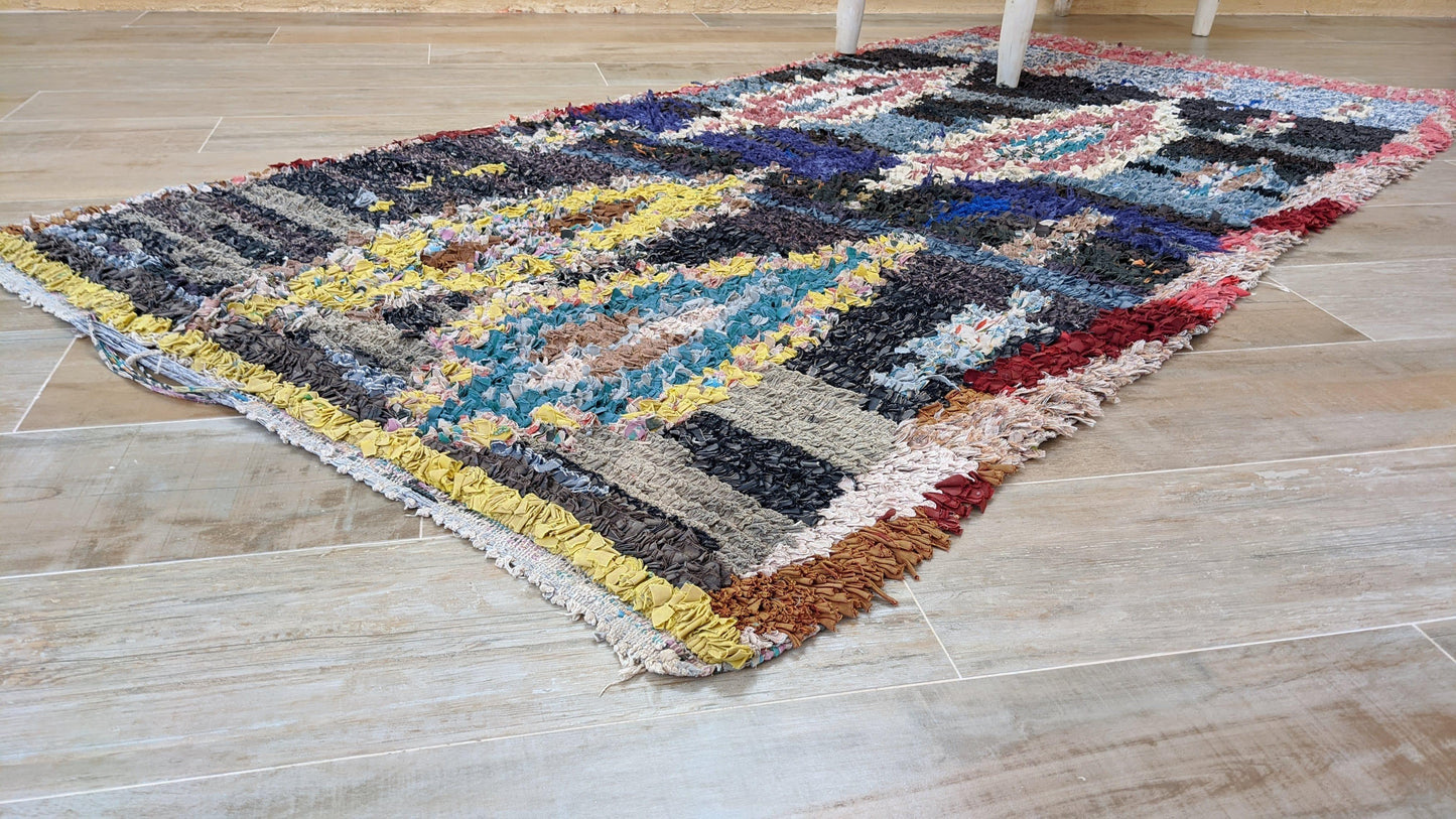 Vintage Boucherouite Rug - 215 x 110 cm || 7.05 x 3.61 feet