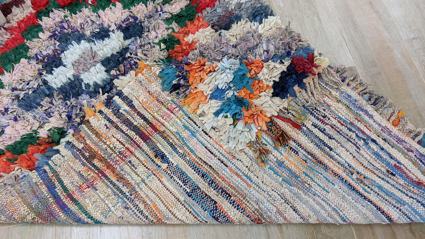 Vintage Boucherouite Rug - 215 x 115 cm || 7.05 x 3.77 feet