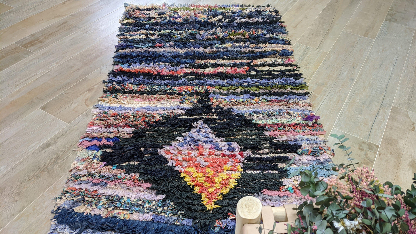 Vintage Boucherouite Rug - 245 x 105 cm || 8.04 x 3.44 feet