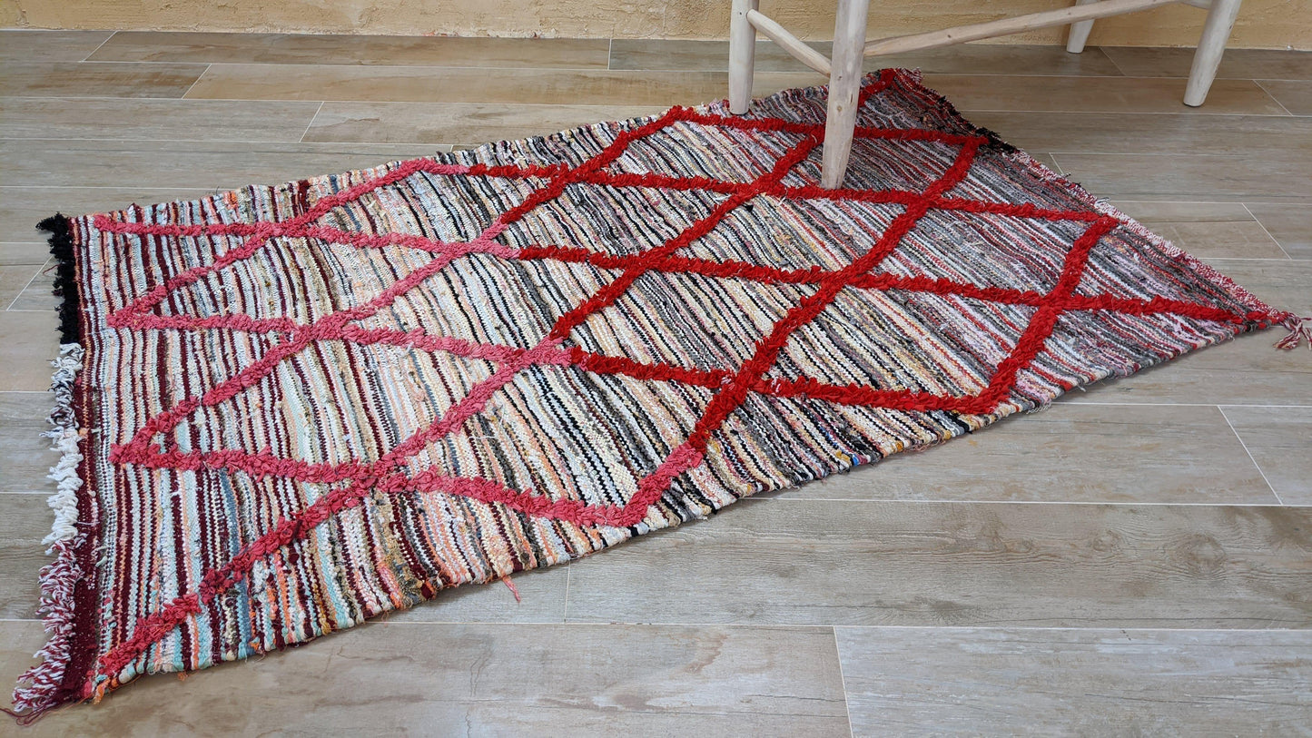 Vintage Boucherouite Rug - 175 x 110 cm || 5.74 x 3.61 feet