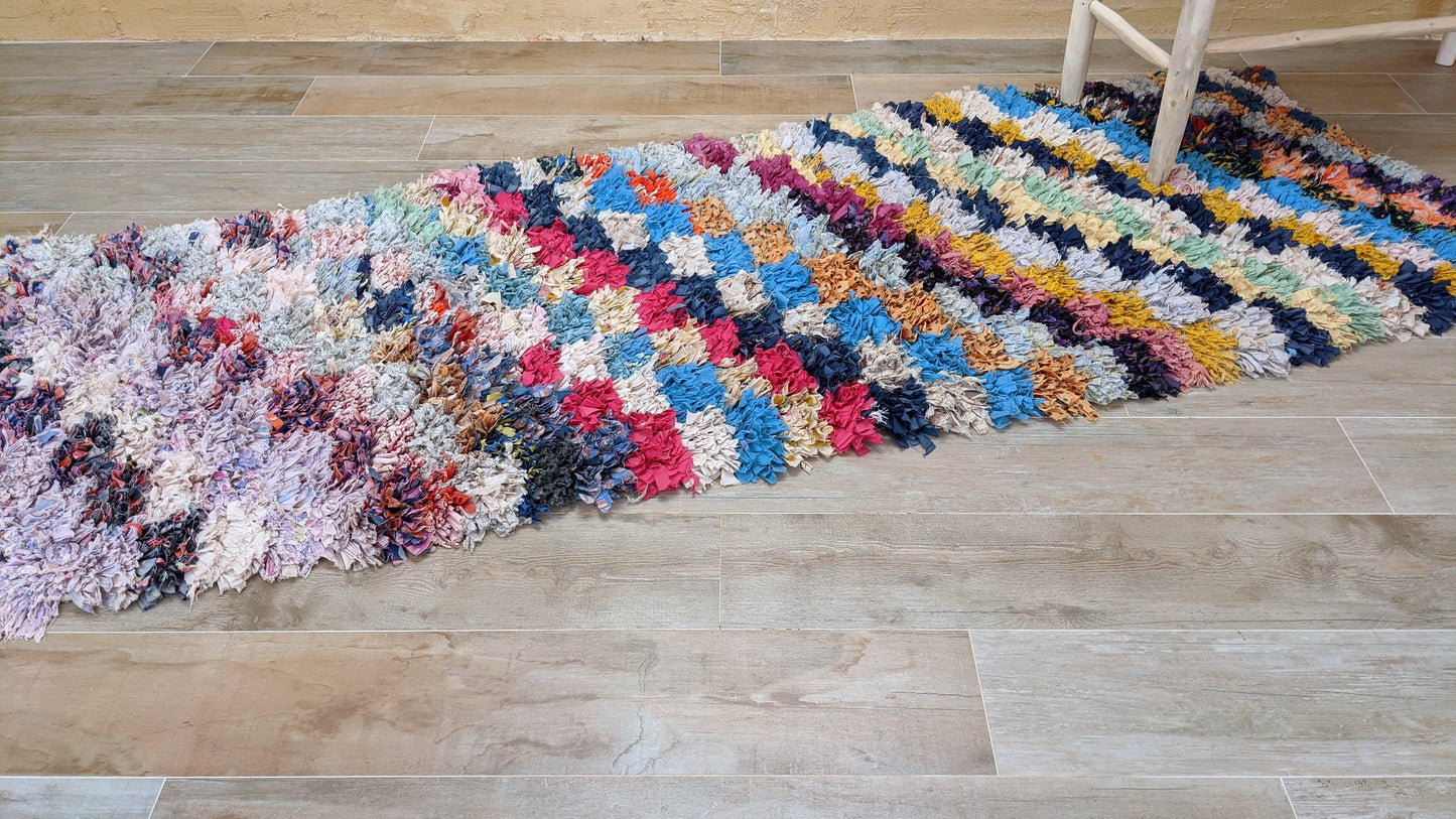 Vintage Boucherouite Rug - 260 x 95 cm || 8.53 x 3.12 feet