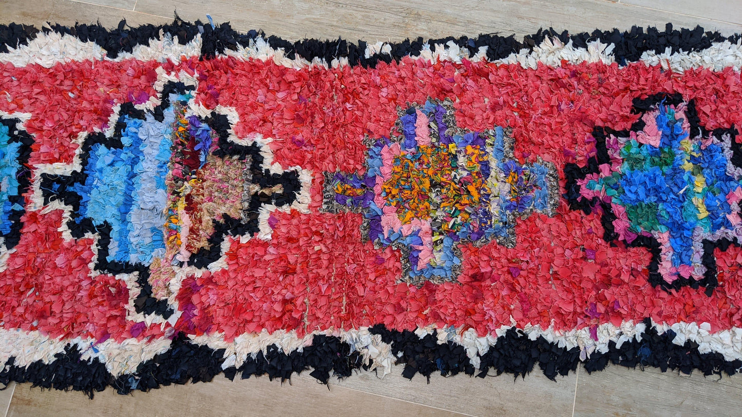 Vintage Boucherouite Rug - 195 x 60 cm || 6.4 x 1.97 feet