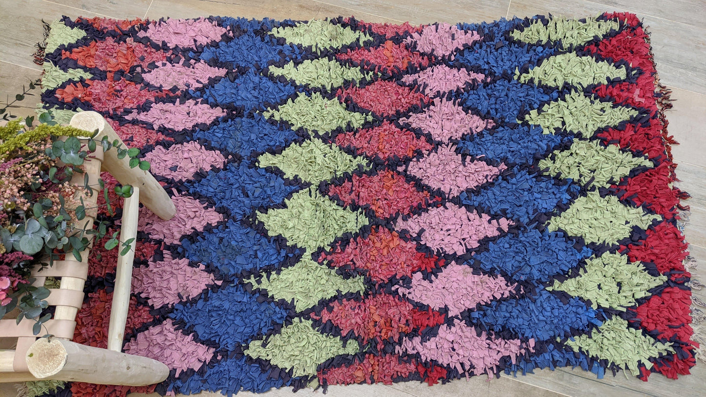 Vintage Boucherouite Rug - 150 x 88 cm || 4.92 x 2.89 feet