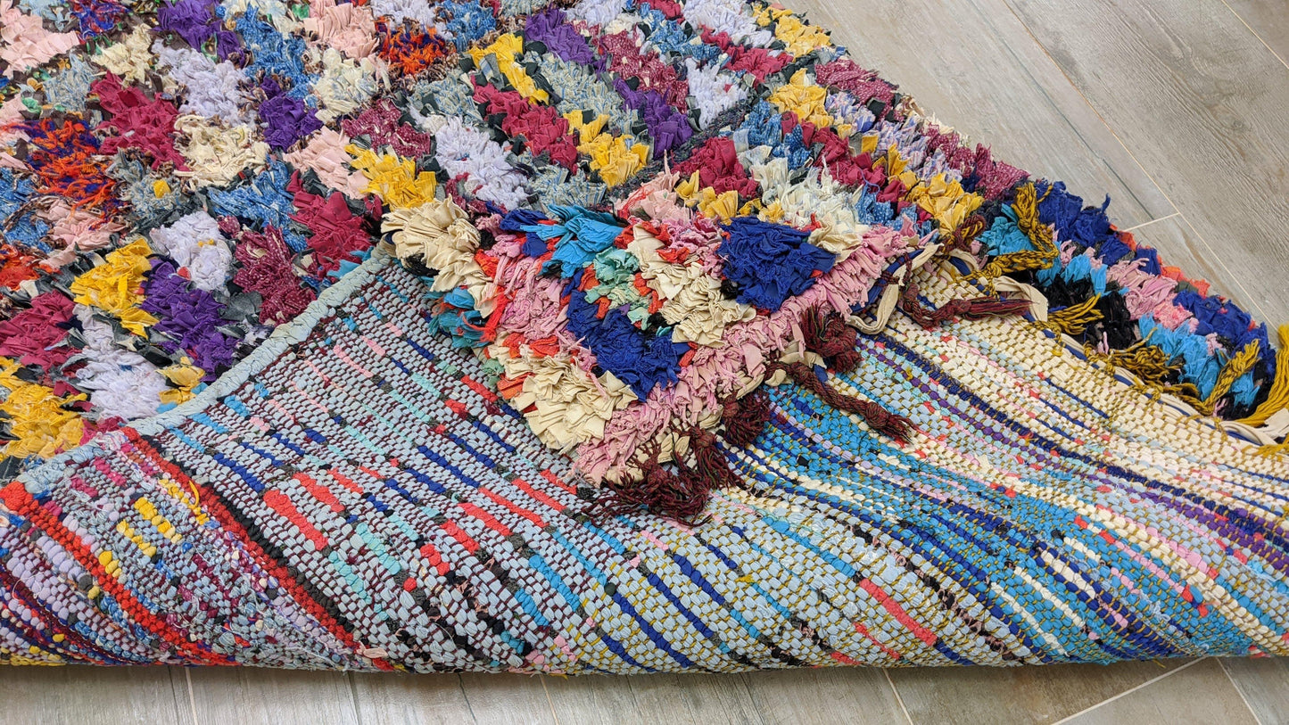 Vintage Boucherouite Rug - 185 x 90 cm || 6.07 x 2.95 feet