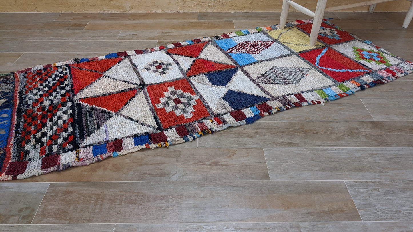 Vintage Boucherouite Rug - 235 x 100 cm || 7.71 x 3.28 feet