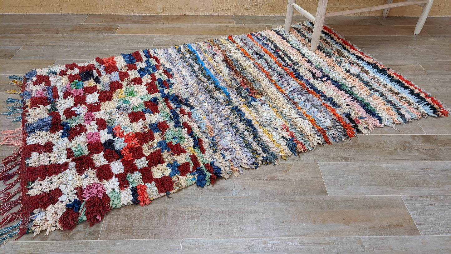 Vintage Boucherouite Rug - 220 x 130 cm || 7.22 x 4.27 feet