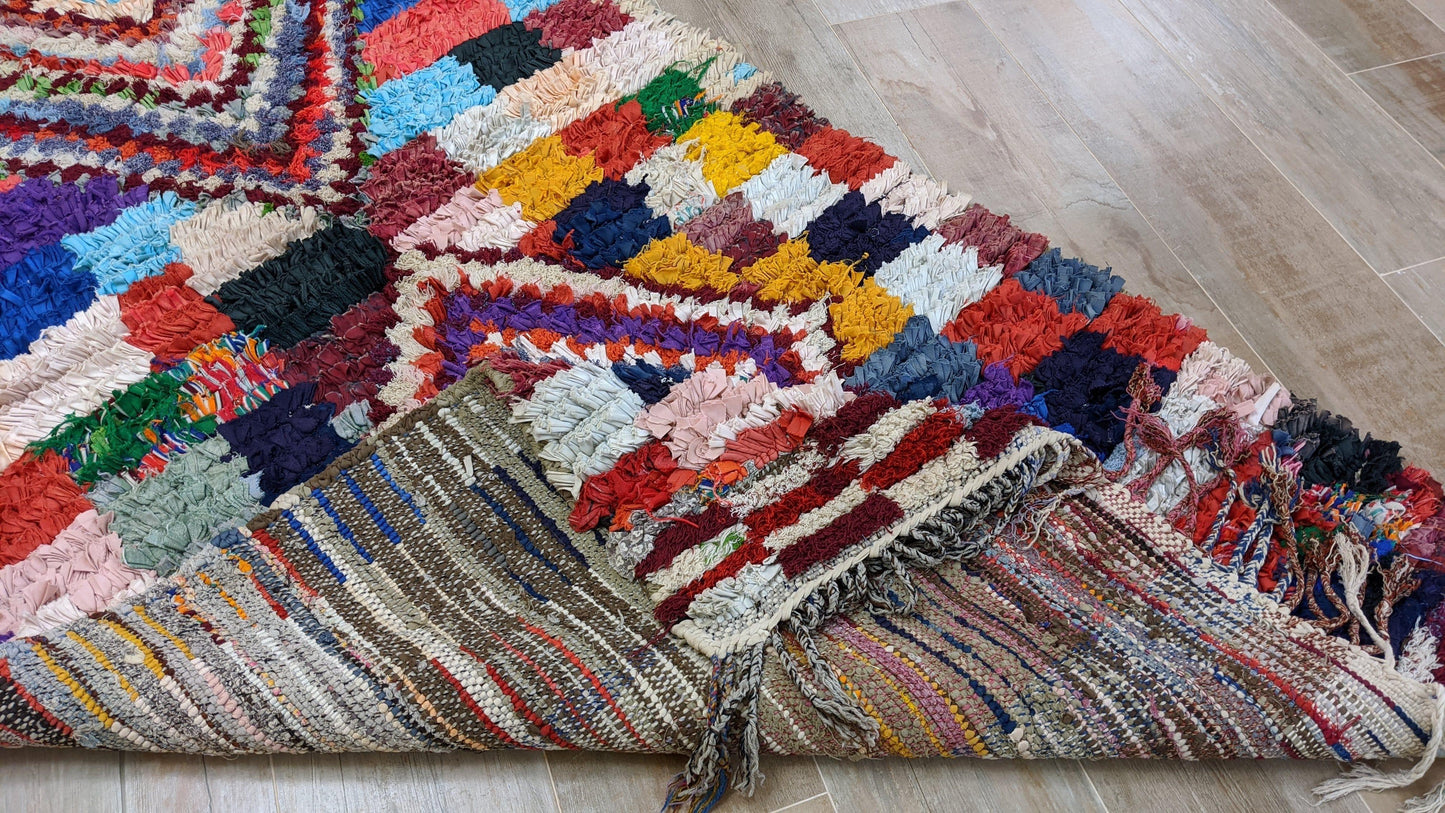 Vintage Boucherouite Rug - 230 x 110 cm || 7.55 x 3.61 feet