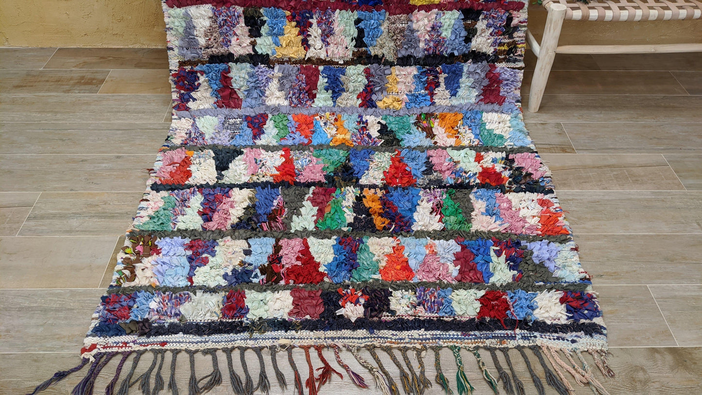 Vintage Boucherouite Rug - 220 x 133 cm || 7.22 x 4.36 feet