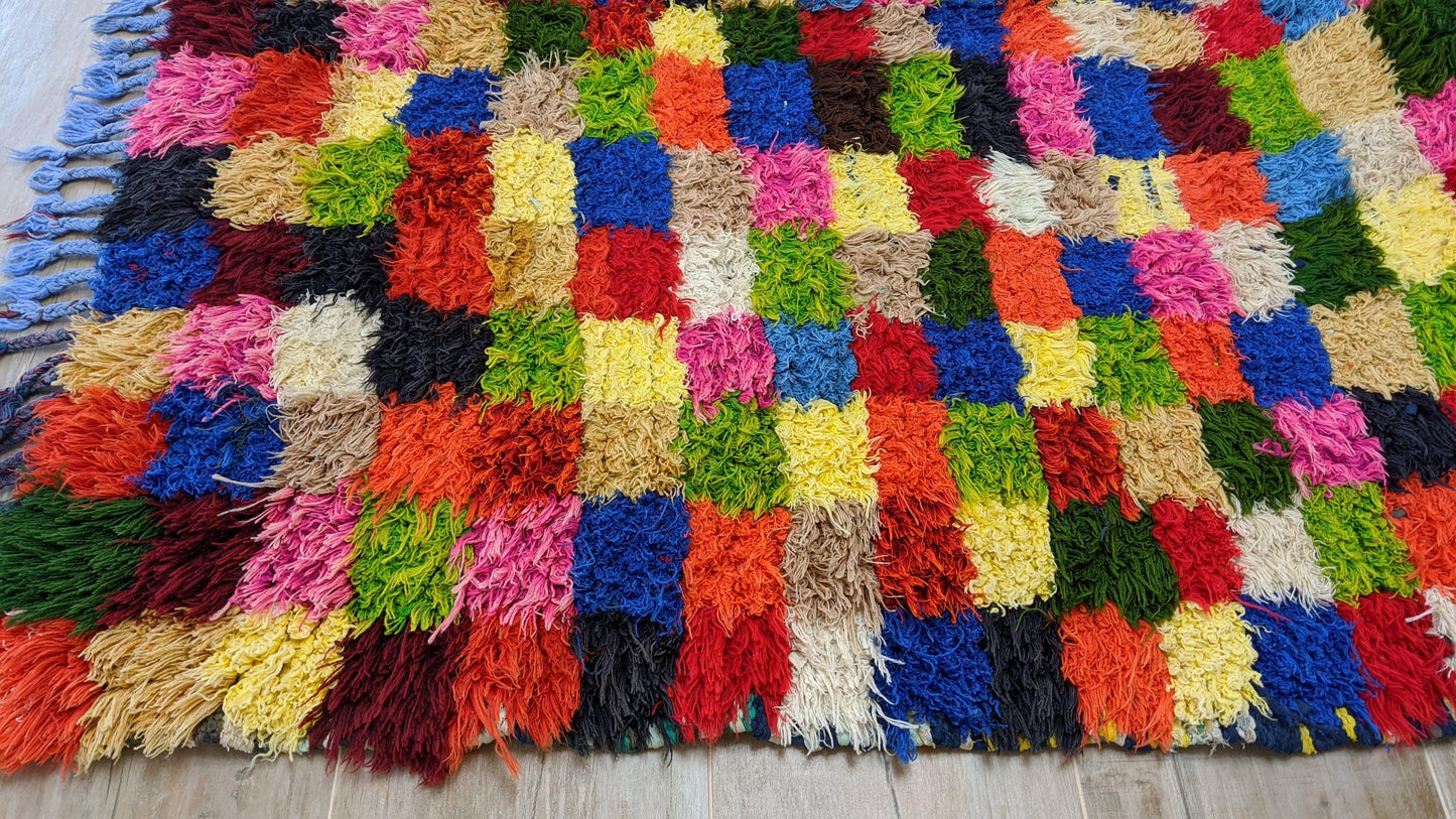 Vintage Boucherouite Rug - 210 x 125 cm || 6.89 x 4.1 feet