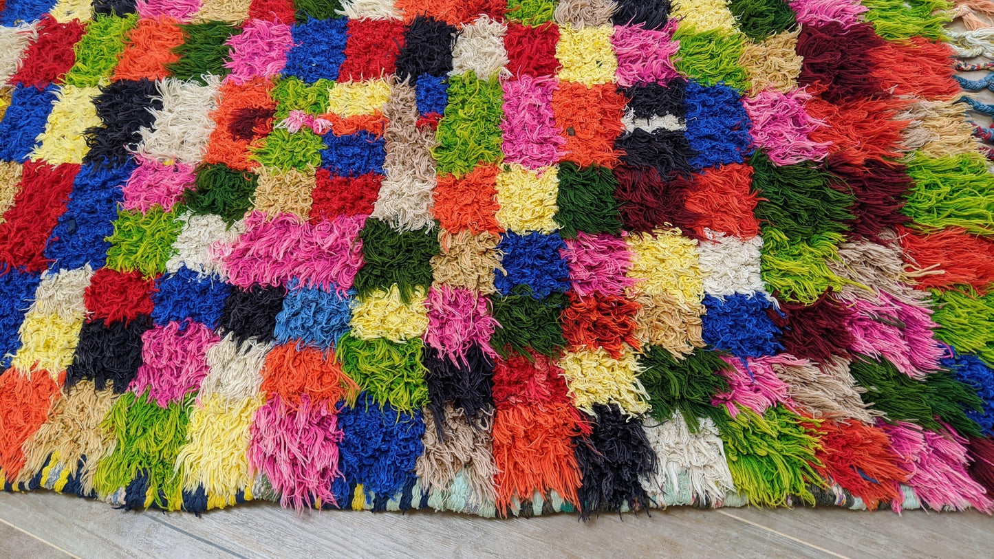 Vintage Boucherouite Rug - 210 x 125 cm || 6.89 x 4.1 feet