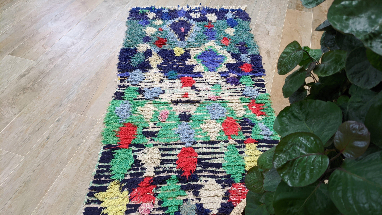 Vintage Boucherouite Rug - 200 x 85 cm || 6.56 x 2.79 feet