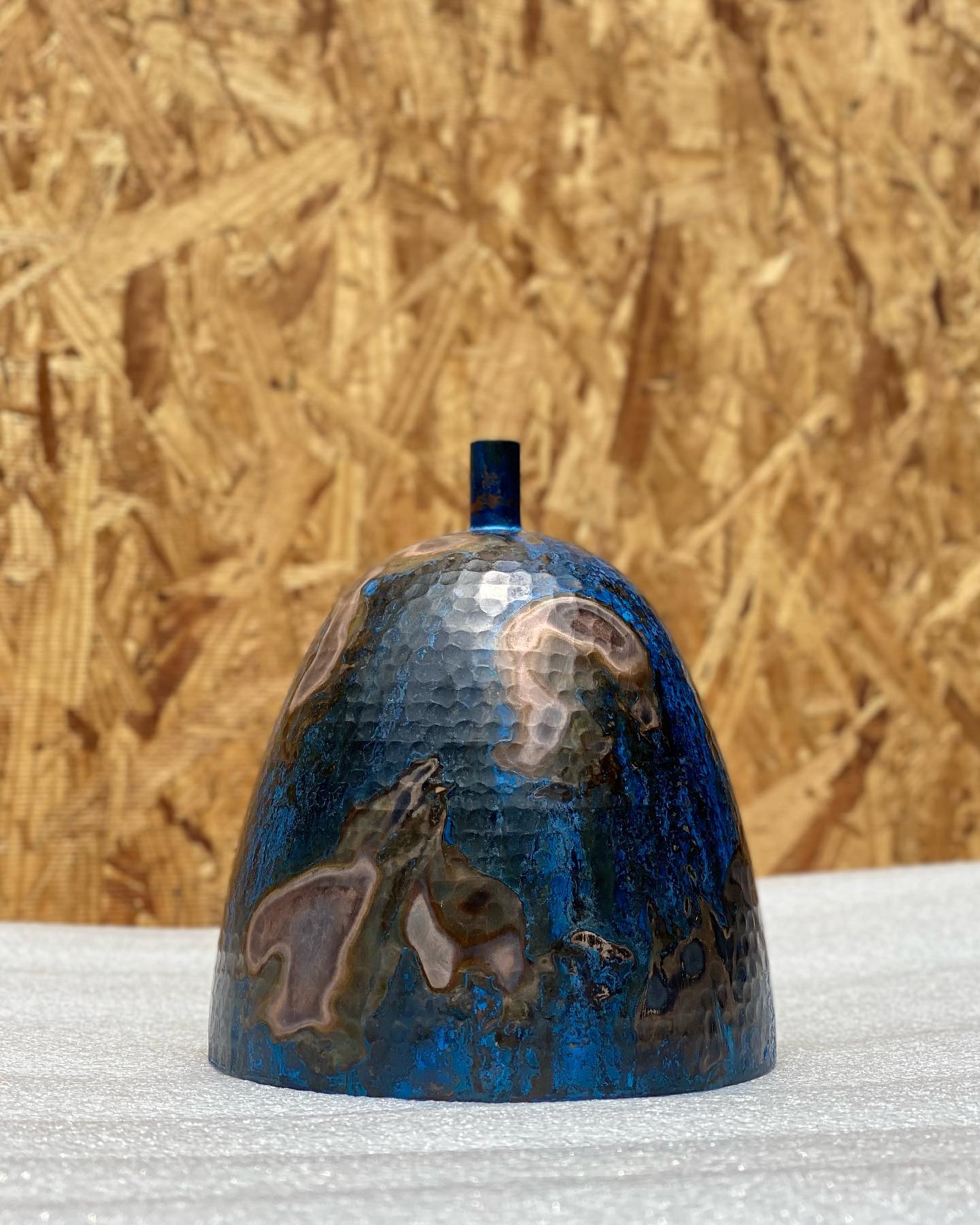 Unique Blue Patina Copper Hanging Lamp - Soli