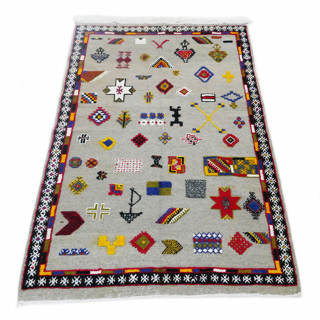 Tazenakht Rug - Handmade Wool Colorful Rug - Boho style -255X158 - TR0070