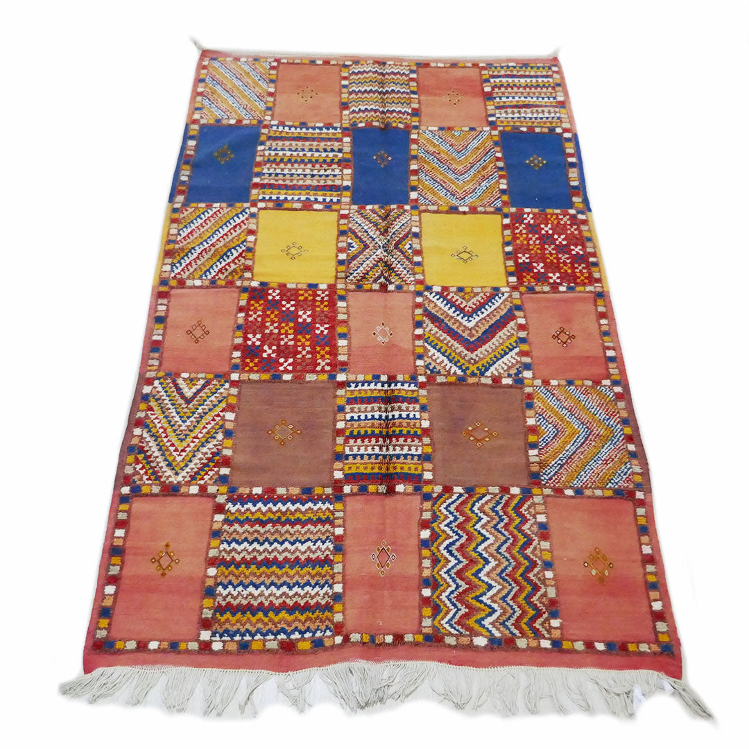 Tazenakht Rug - Handmade Wool Colorful Rug - Boho style -255X145 - TR0068