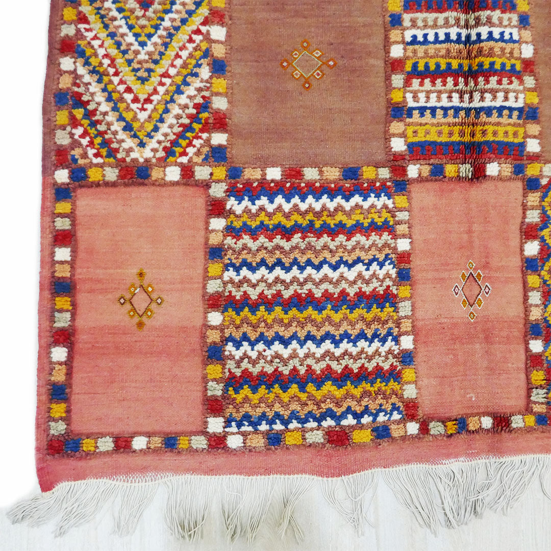 Tazenakht Rug - Handmade Wool Colorful Rug - Boho style -255X145 - TR0068