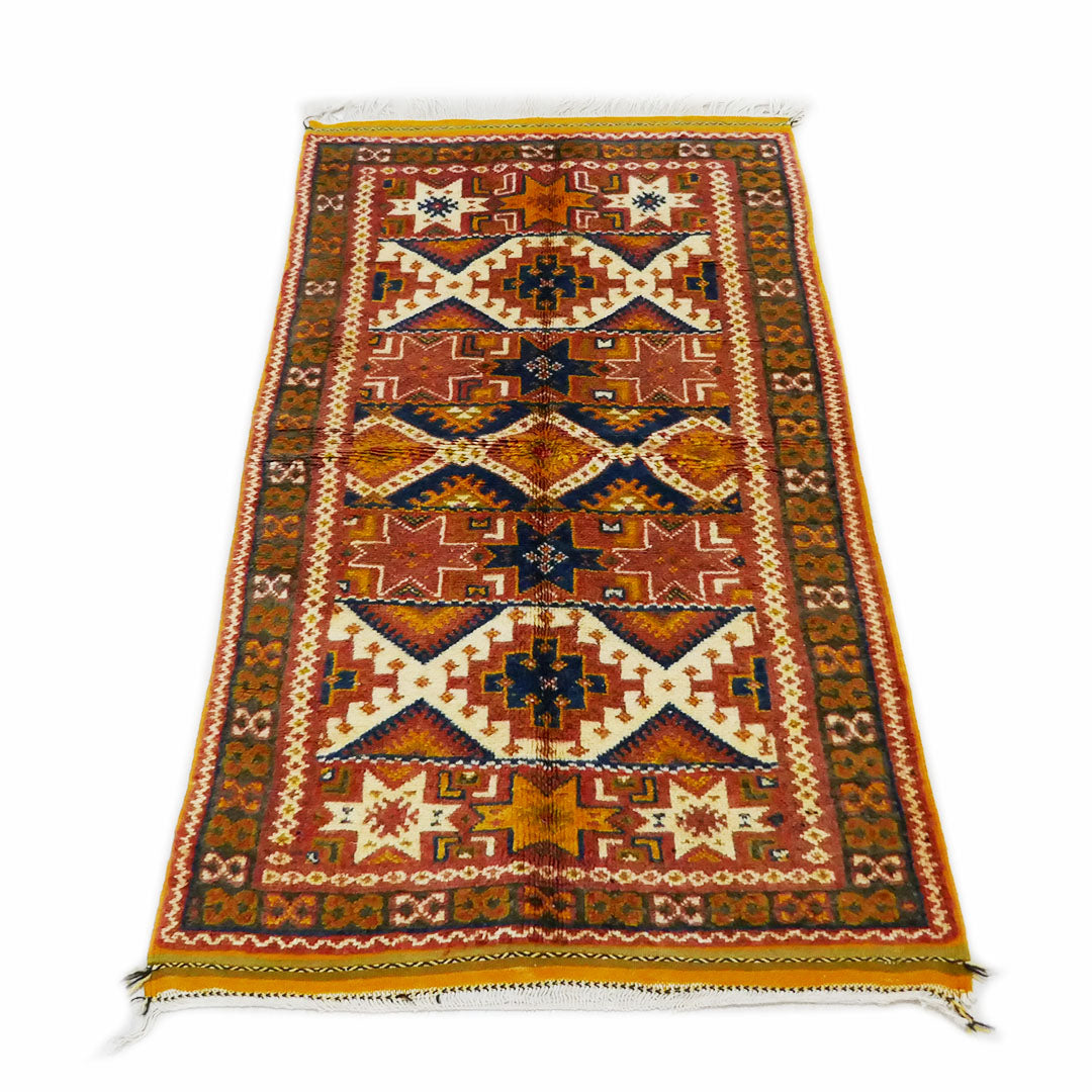 Tazenakht Rug - Handmade Wool Colorful Rug - Boho style- 215X110 - TR0062