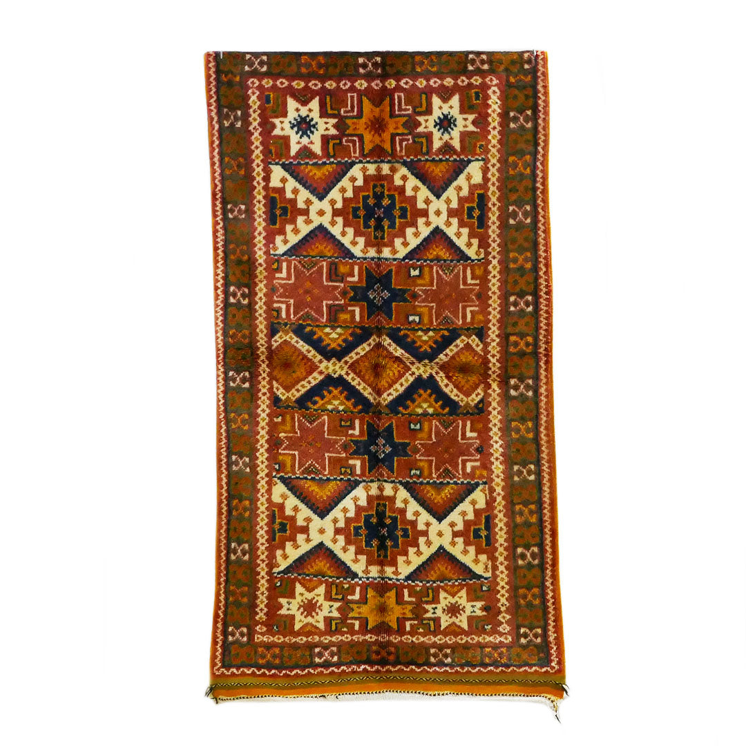 Tazenakht Rug - Handmade Wool Colorful Rug - Boho style- 215X110 - TR0062