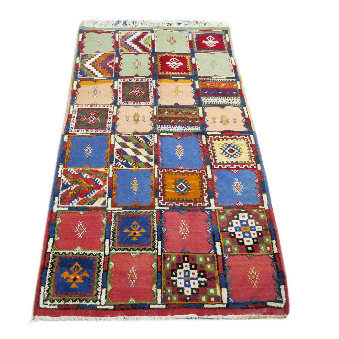 Tazenakht Rug - Handmade Wool Colorful Rug - Boho style - 210X115 - TR0093