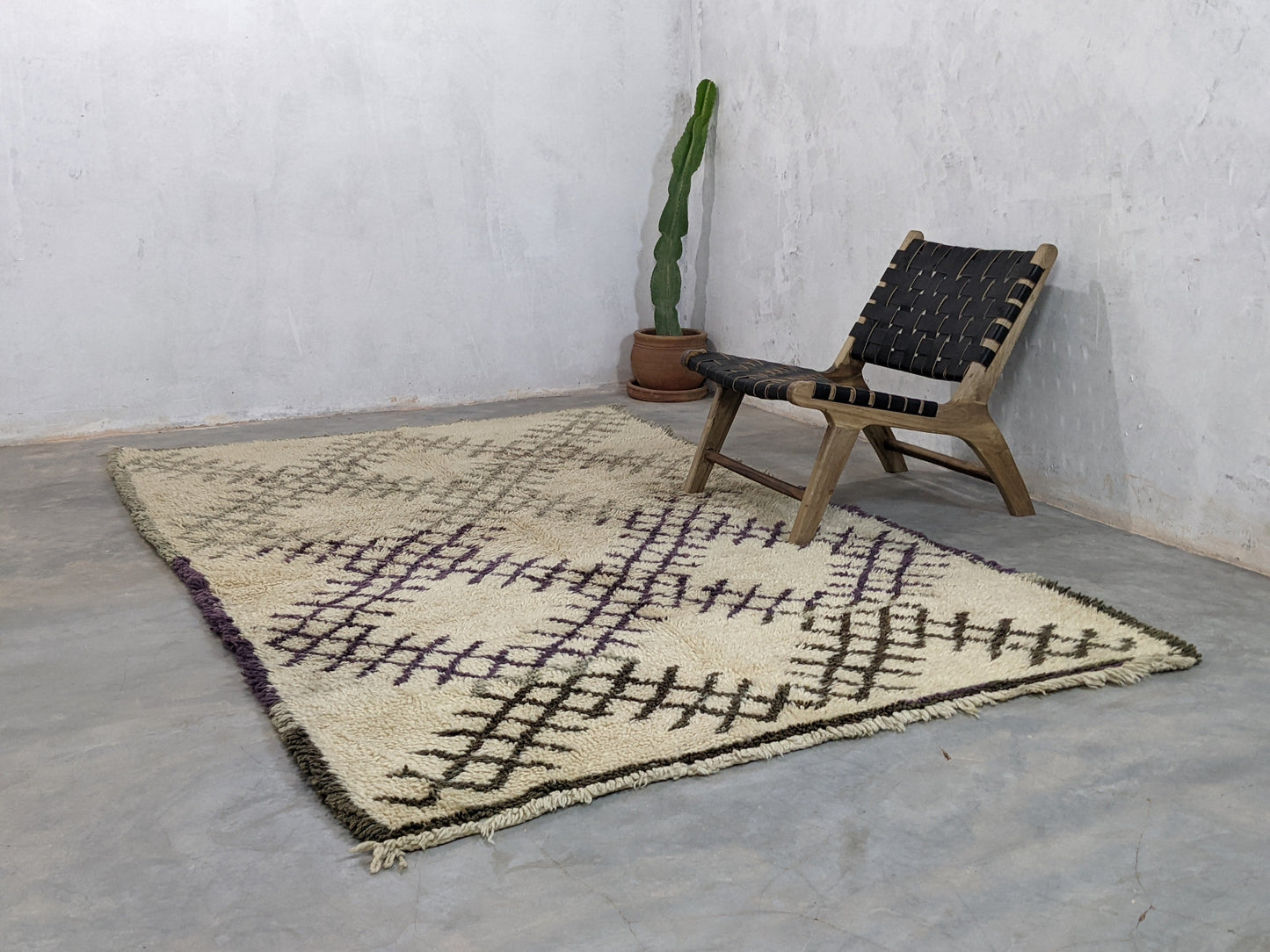 Vintage 1980s Beni Ouarain Handwoven Rug, 280 x 170 cm || 9,19 x 5,58 feet, V-7508