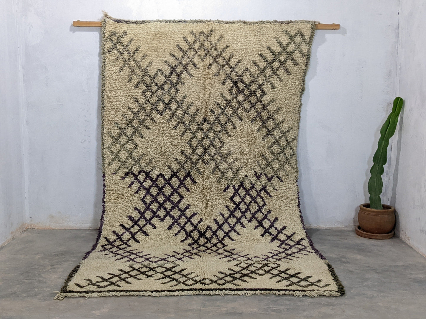 Vintage 1980s Beni Ouarain Handwoven Rug, 280 x 170 cm || 9,19 x 5,58 feet, V-7508