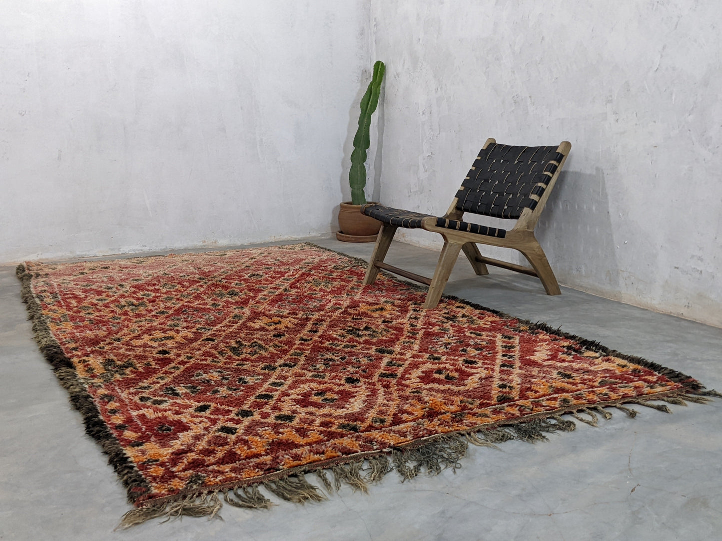 Vintage 1970s Handwoven Beni M'Guild Rug, 315 x 180 cm || 10,33 x 5,91 feet, V-7509