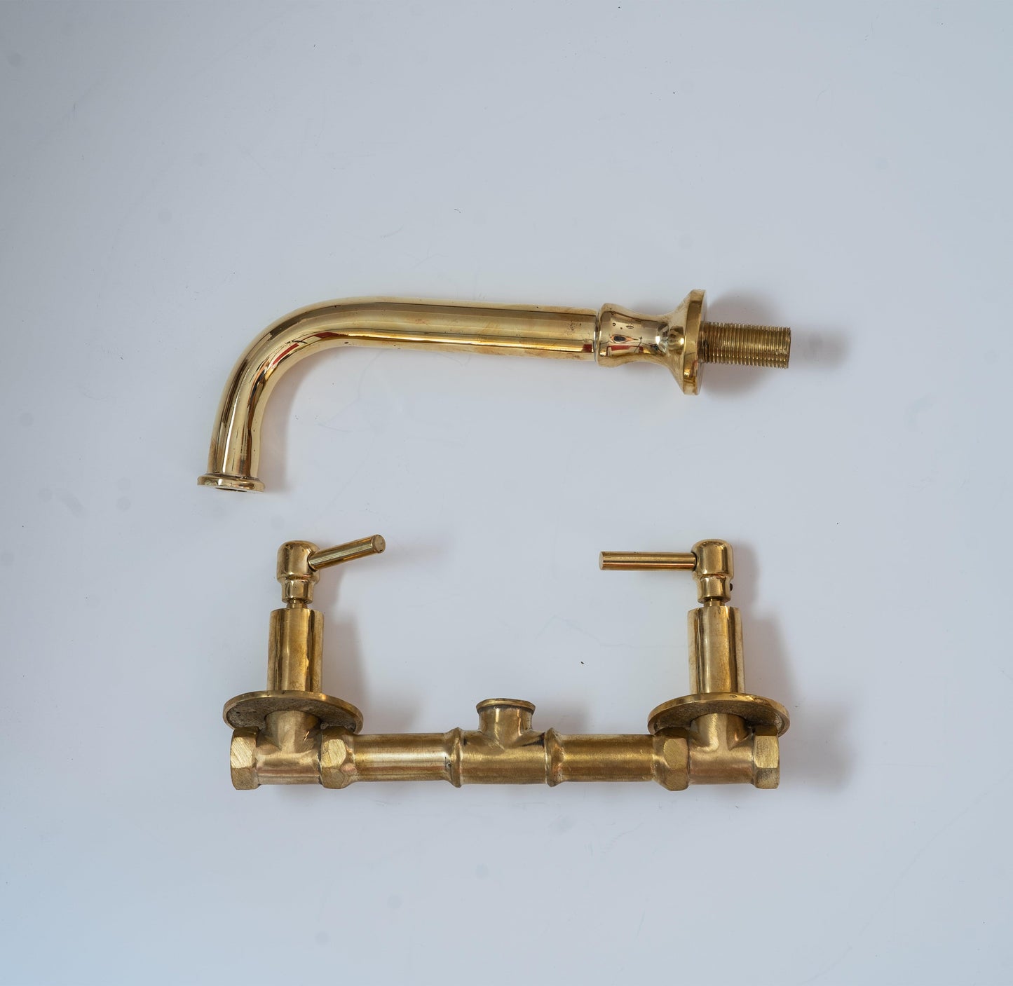 Unlacquered Brass Wall Mounted Bathroom Faucet