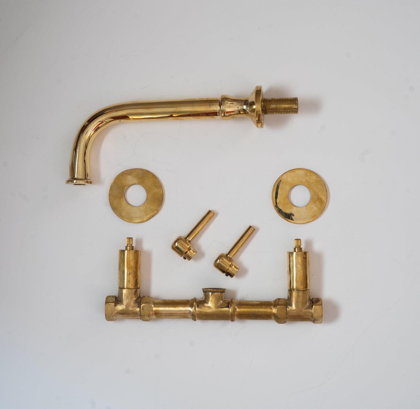 Unlacquered Brass Wall Mounted Bathroom Faucet