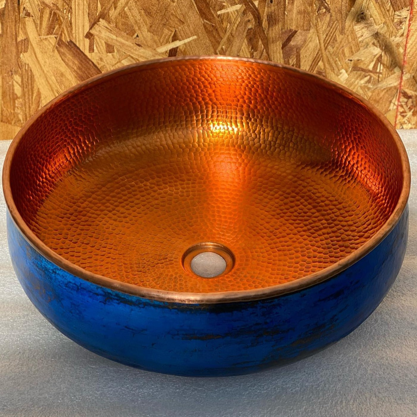 Blue Patina Copper Vessel Sink - Vivid Blue Bathroom Sink - AQUA