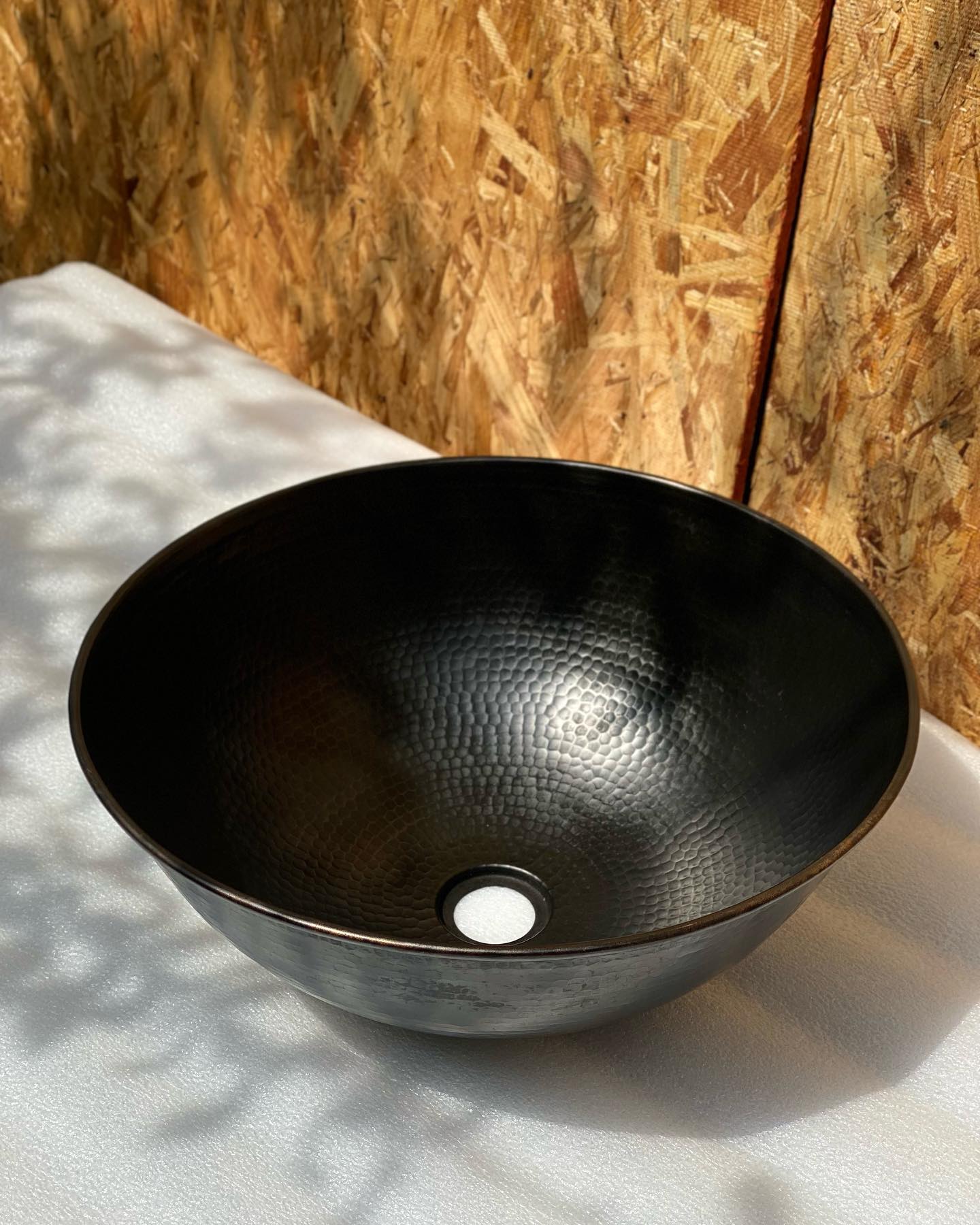 Black Hammered Copper Vessel Sink - Bathroom Round Vessel Sink - zya