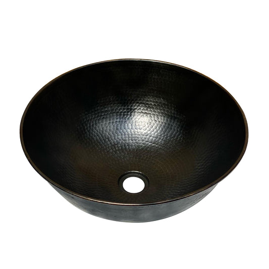 Black Hammered Copper Vessel Sink - Bathroom Round Vessel Sink - zya