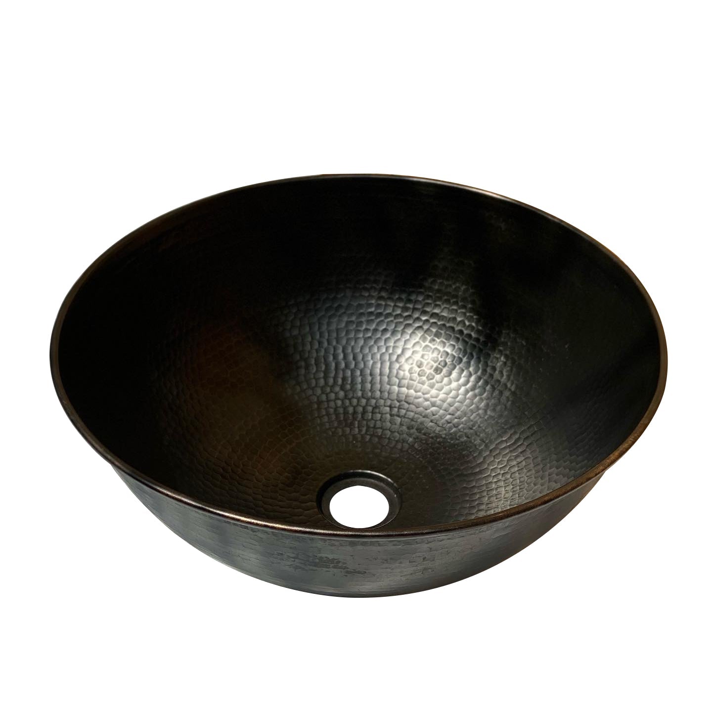 Black Hammered Copper Vessel Sink - Bathroom Round Vessel Sink - zya