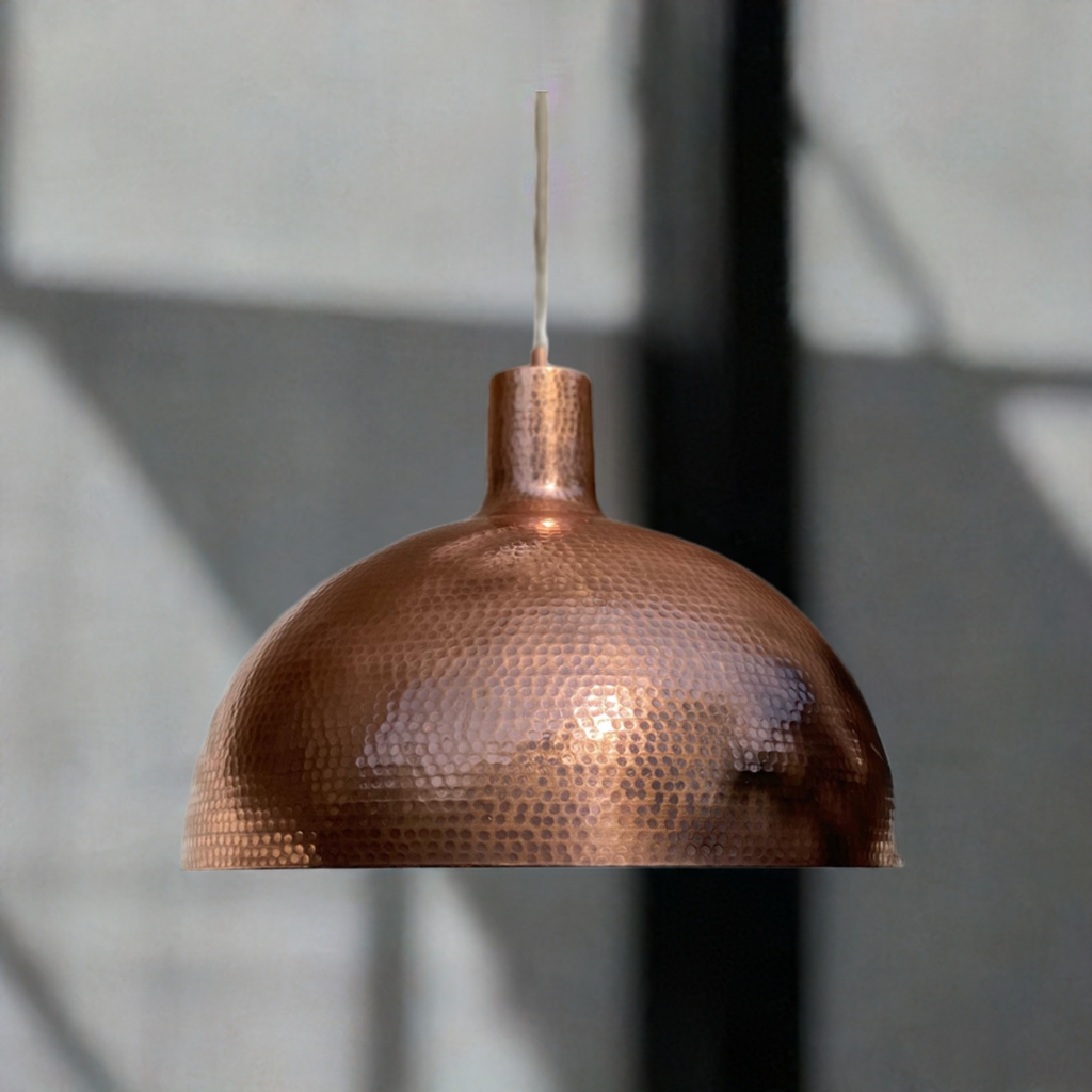 Aged Copper Hammered Dome Pendant Light Island Lighting - Zorva