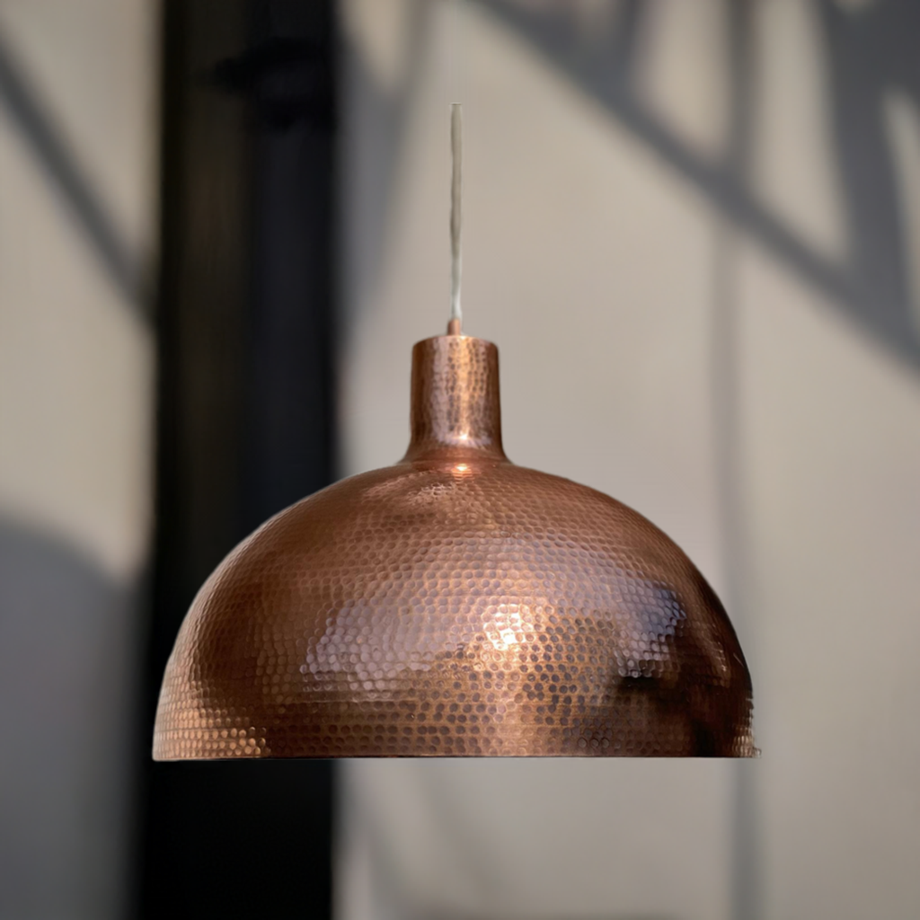 Aged Copper Hammered Dome Pendant Light Island Lighting - Zorva