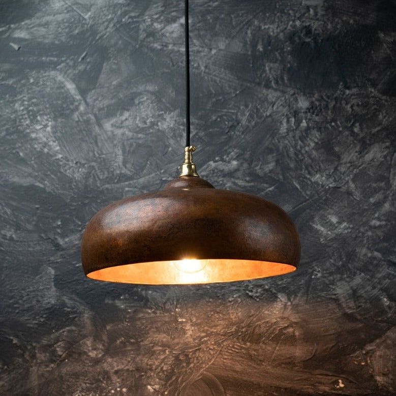 Vintage Rustic Patina Copper Pendant Light - Kitchen Island Ceiling Lamp