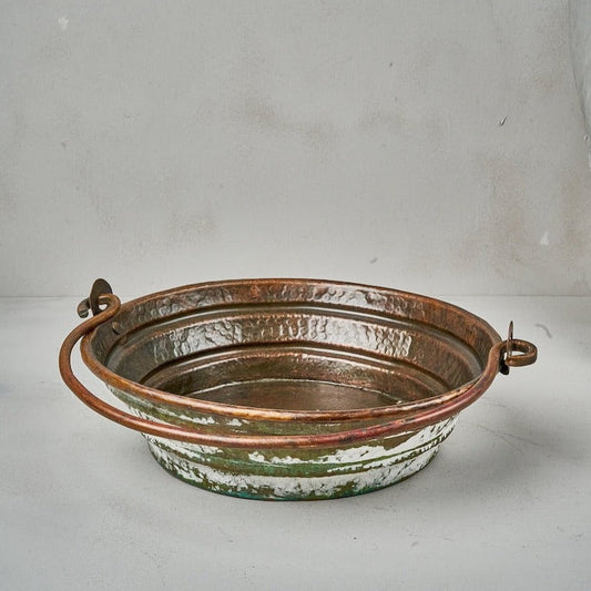 Green and white Patina Copper Bucket Bathroom Sink in Various sizes