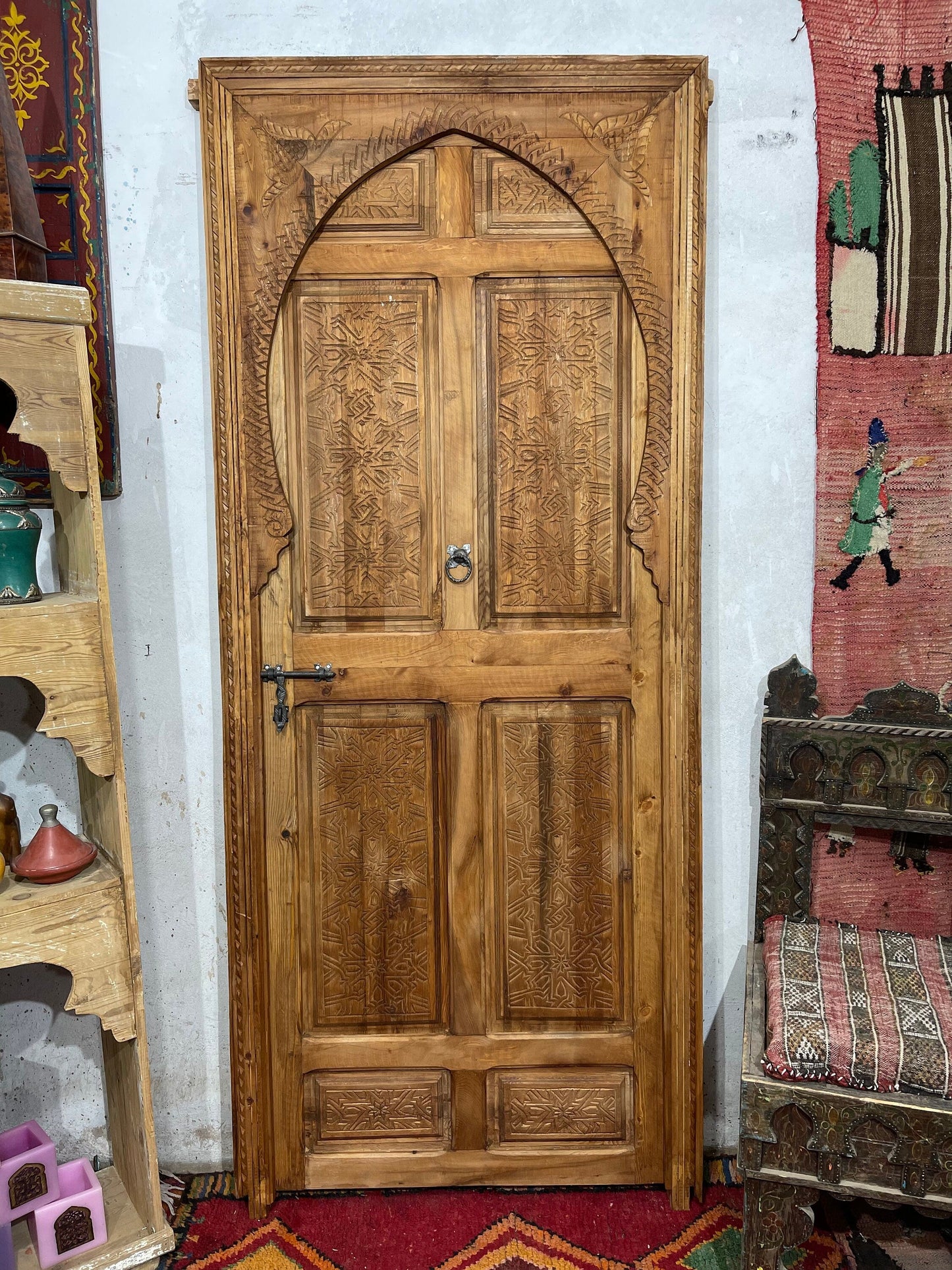 WOODEN MOROCCAN CARvED DOOR | Interior exterior door  | Wall deco