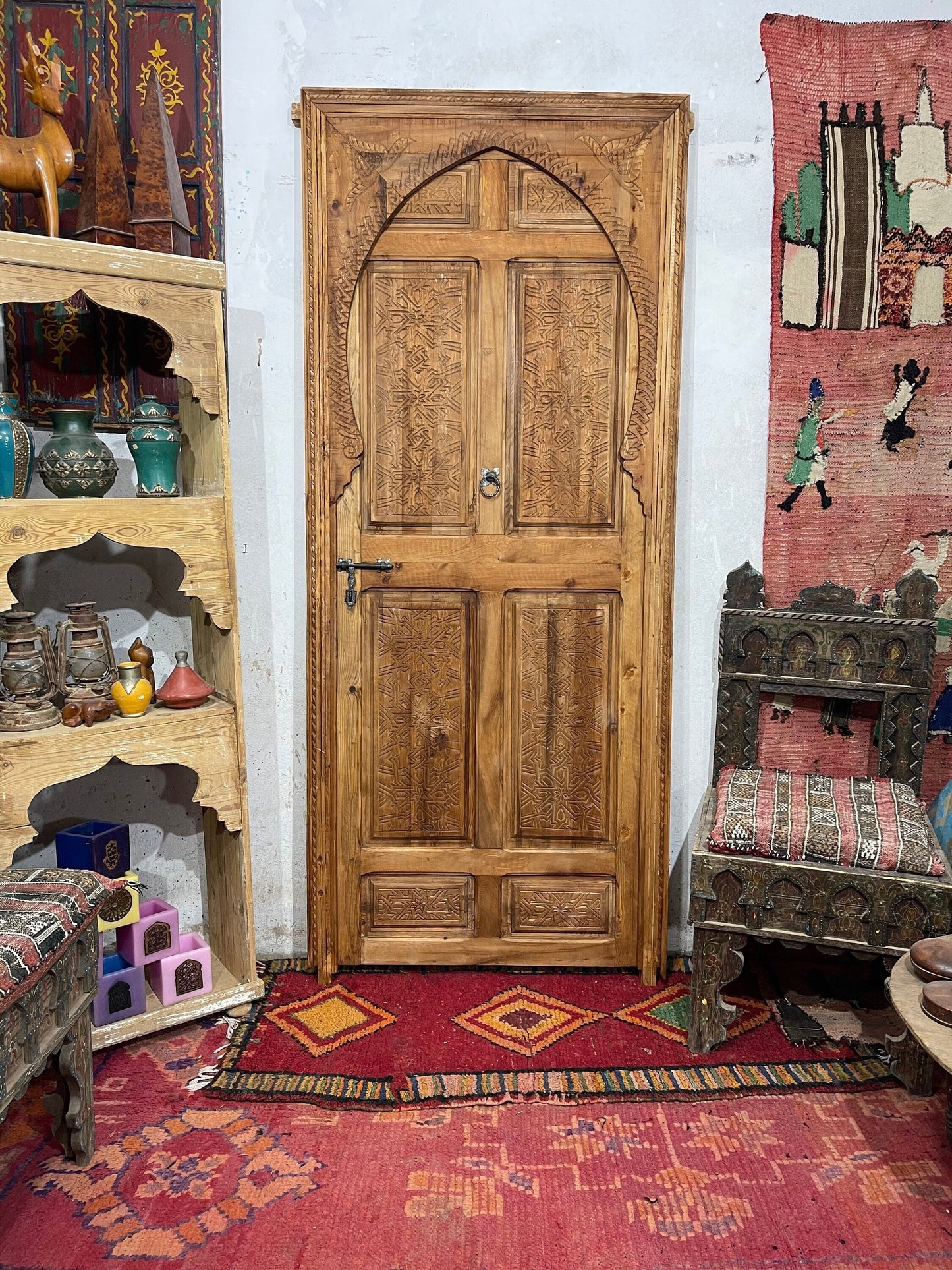 WOODEN MOROCCAN CARvED DOOR | Interior exterior door  | Wall deco