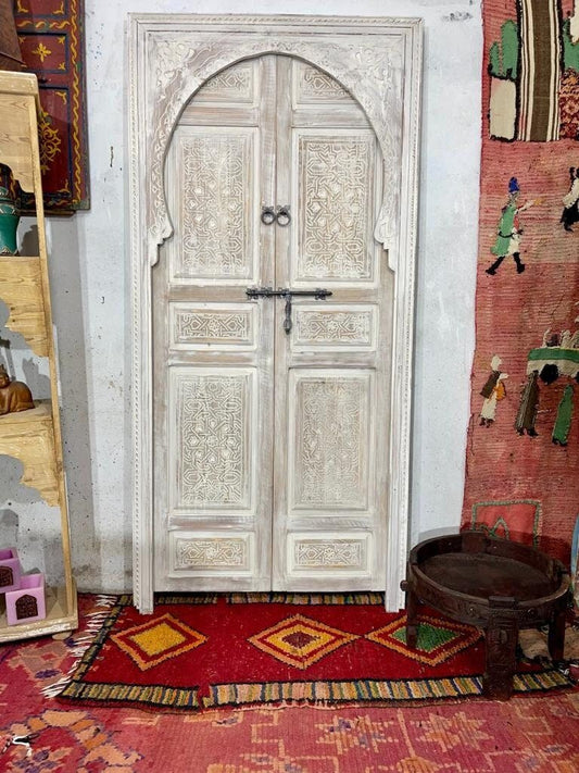 White Moroccan Door | Carved Door | Wall deco | Interior Decoration |