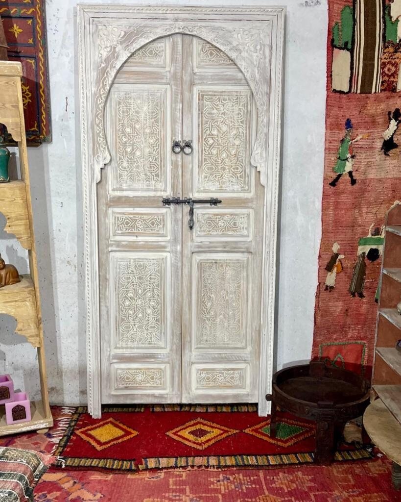 White Moroccan Door | Carved Door | Wall deco | Interior Decoration |